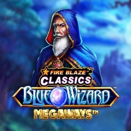 Logo of Fire Blaze Blue Wizard Megaways from Rarestone Gaming at Kaleo Casino