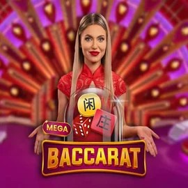 Mega Baccarat slot logo by Pragmatic Play at Kaleo Casino